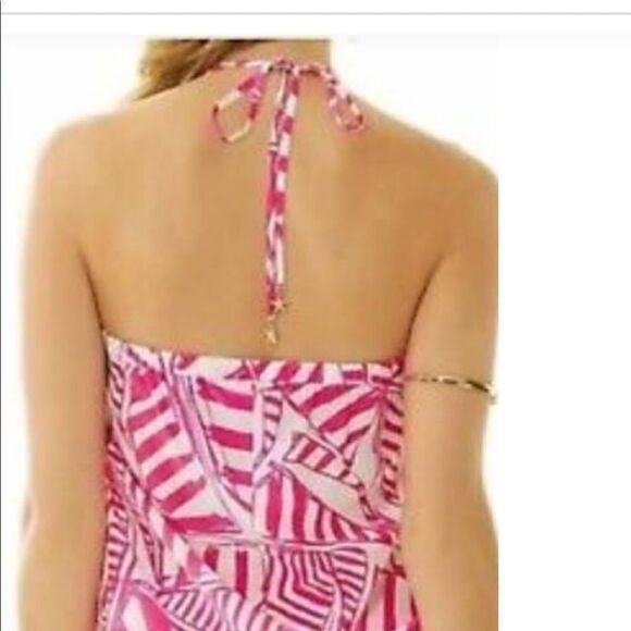 Lily Pulitzer Lei Lei Tube Top Silk Geometric Print Halter Top Size Small - Picture 2 of 5